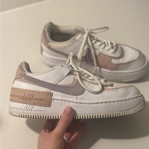 Womens Nike Air Force 1 Shadow in White Pink Oxford